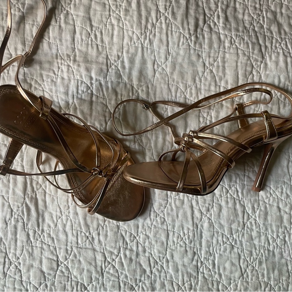 ASOS Rose Gold Strappy Heels - Picture 2 of 3